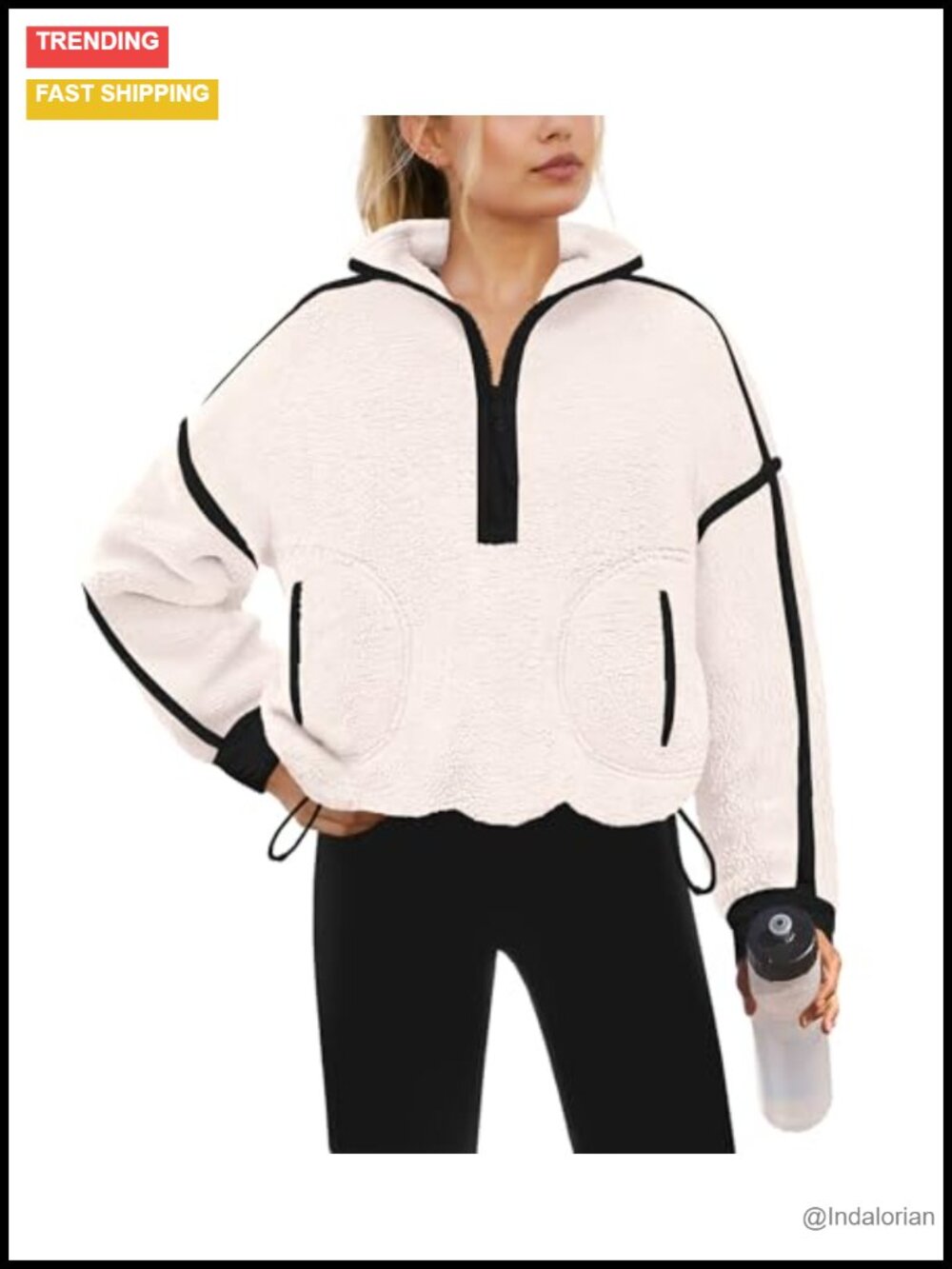 Sherpa Fleece Quarter Zip Pullover Oversized Sweatshirt